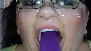 Ms. TL, your fat BBW throat takes that dildo so deep with toys, she says.