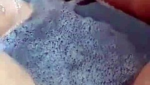 Chubby lady reveals her feet and plump vagina while bathing