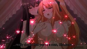 lesbian teen sucking big tits in hentai college