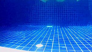 I stuffed three panties in my pussy and fucked a black dildo in the public pool.