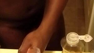 washing dishes solo with close-up cock action