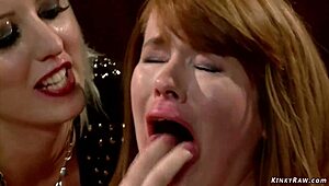 Hey, watch this lesbian bar owner dominate and anal pound a redhead