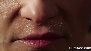 i get jizz on my face while sucking all the cum in blowbang