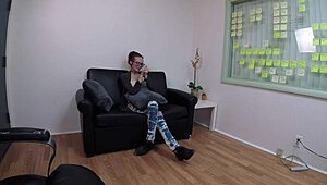 Skinny redhead Ivy Red in casting interview session