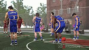 basketball players bang a sexy cheerleader right on the street!