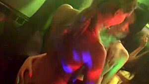 these coed skanks share a cock right in the middle of the club