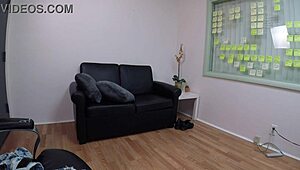 Skinny redhead Ivy Red in casting interview session