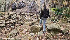 Hot Teacher Begs Friend for Outdoor Blowjob Action