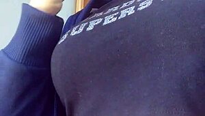 Alluring model indulges in smoking and sensual mouth play