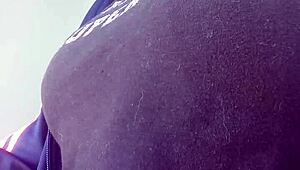 Blonde pornstar nude with big tits smoking in erotic fetish scene