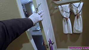 teen chatting about dildo while masturbating for first time, chinese style, swallowing fun