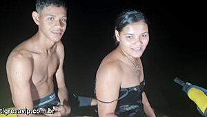 It was night when my new student arrived, but we still went to the river and he ate my pussy on the jet.