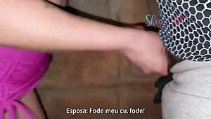 Delivery guy fucks my ass bareback in front of cuckold husband 😈 cristina almeida