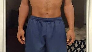 Mature Woman in Stockings Does Solo Workout in Dorm