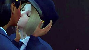 lesbian cops fingering and licking in police office 3d animations