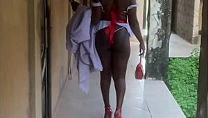 Anita's Wet Pussy Shines as Private Nurse in Public! Outdoor Hardcore Bent Over Action.