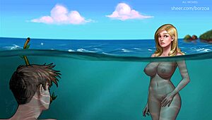 Horny Boys Spy on Busty Blonde Underwater