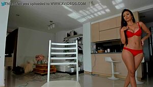 Latina Hot In Red Lingerie
