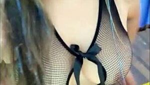 Stepsister shows hot pussy in lingerie dance