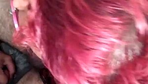 Amateur crossdressing transsexual shemale sucks and fucks for creampie in drive