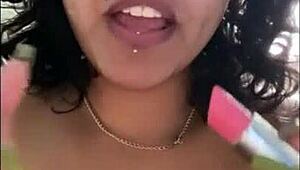 Chubby Latina Uses Lipstick On Pussy To Orgasm