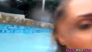 Teen Pornstar Threeway In Outdoor Pool