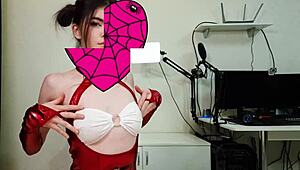 Double creampie in holiday costume for sensual Christmas sex with beautiful babe