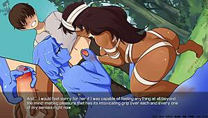 Girls give handjob in orgy