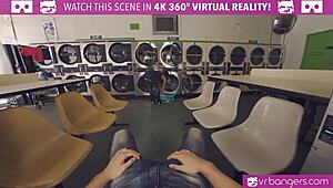 VR BANGERS Abigail Mac GETS POUNDED from behind and TITTY CREAMED in group