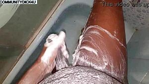 Gay naked guy with big dick in shower speaks fetish