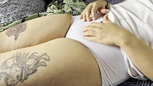 my latina girlfriend shows white panties and cameltoe close-up