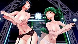 Tatsumaki and Fubuki in a fun dance routine