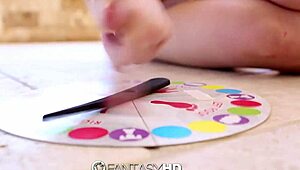 FantasyHD two sexy redheads SHARE THE COCK while playing twister