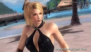 Anime Dead or Alive 5 Ultimate Sexy Ecchi Sarah in Black Dress