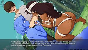 Girls give handjob in orgy