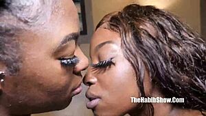 Two freakish big booty chocolates, Jada Dee and Ambitious Booty, working that ass!