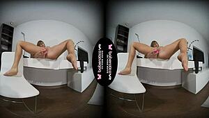 Miledy moans loudly while masturbating in VR!