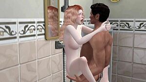 my boss and wife in bathroom during party in sims 4