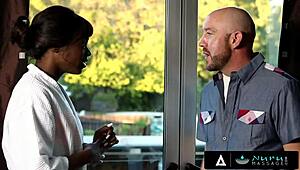 Hey, check Ana Foxxx teaching rookie masseuse to satisfy in Nuru massage