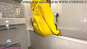 Girl teases with rubber duck!