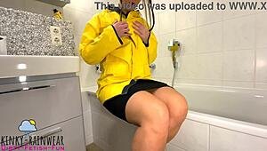 Girl teases with rubber duck!