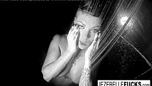 Brunette Babe Jezebelle Masturbates in Shower, Big Tits