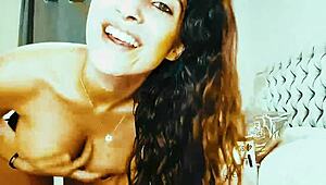 Stunning model teases in underwear during webcam chat