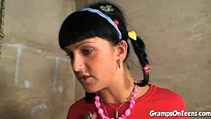 i can’t believe this naive teen rode that military oldie reverse cowgirl style until he burst