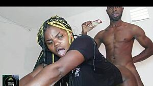 Black Cock Drills Step Aunt's Tight Anus Hard