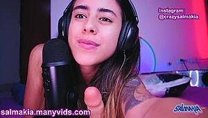 Latina Brunette Salmakia Performs Sloppy Blowjob And Handjob With Toys In Amateurs Video