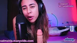 Latina Brunette Salmakia Performs Sloppy Blowjob And Handjob With Toys In Amateurs Video