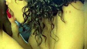 Curly-haired lightskin babe goes deep