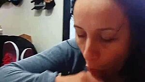 Roommate surprises with blowjob after shower