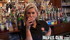 Blonde Barmaid Rihanna Samuel in Backroom Action